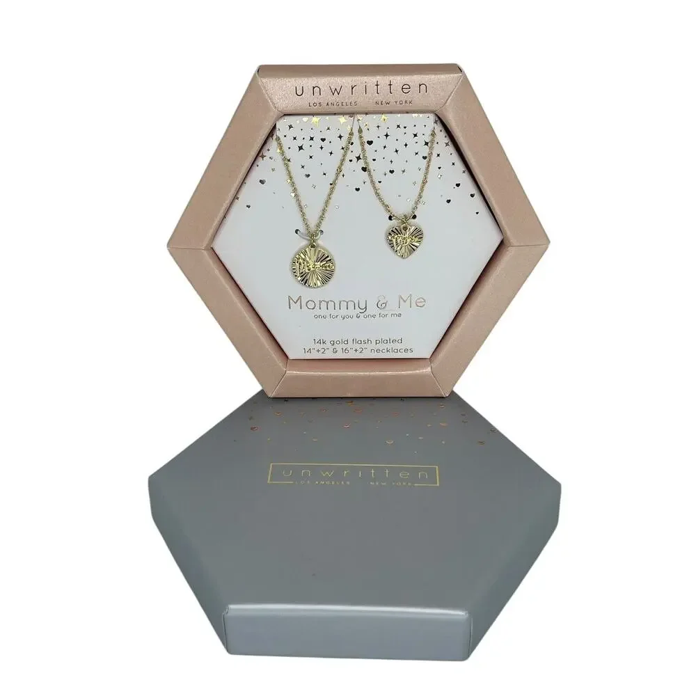 Unwritten 14K Gold Plated Mommy & Me Necklace(2 Piece Set)Gift For Mom Chic NEW